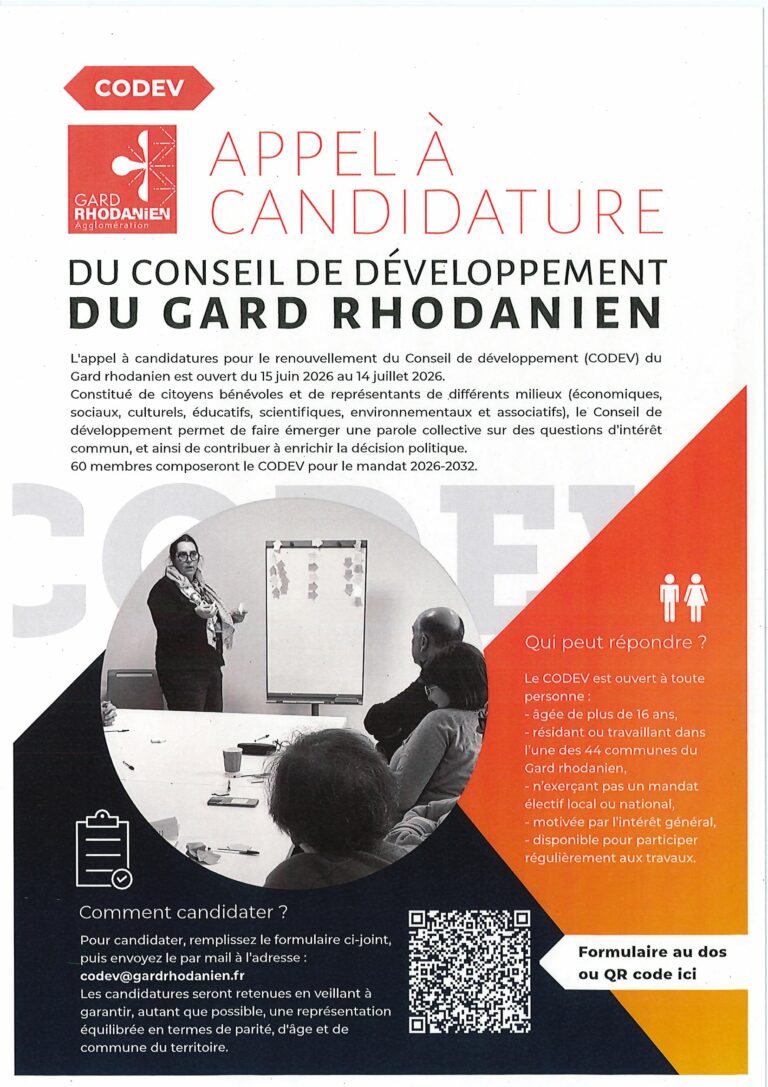 CODEV- APPEL A CANDIDATURE